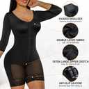 SHAPERX Women's Fajas Colombianas Shapewear Postpartum Tummy Control Arm Slimming Full Body Shaper with Zipper Crotch, L