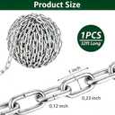 32.8ft (10m) Length Galvanized Steel Chain, 0.12 Inch(3 mm) Heavy Duty Security Chain, Stainless Steel Coil Chain Link for Hanging, Pet Chain, Fence, Garage Doors, Swing Chain, Security Lock