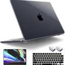 Tuiklol for 2025 2024 2023 MacBook Air 15 inch Case M4 / M3 / M2 Clip, Model A3241 A3114 A2941 Hard Shell Case with Keyboard Cover & Screen Protectorfor MacBook Air 15.3'' Cover,Clear Black