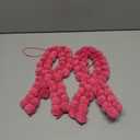 2 Pcs Pink 13 Inches Breast Cancer Awareness Ribbons Sign Decor Felt Pom Pom Ribbons Wreath Felt Ball Wreath for Front Door Indoor Outdoor Walls and Windows Survivor Support Party Supply
