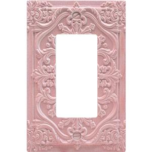 Decorative Outlet Covers Pink 3D Floral Embossed 1 Gang Rocker Light Switch Cover Plate Single Decora Light Switch Covers Wall Plate Faceplate for Bedroom Home Decor