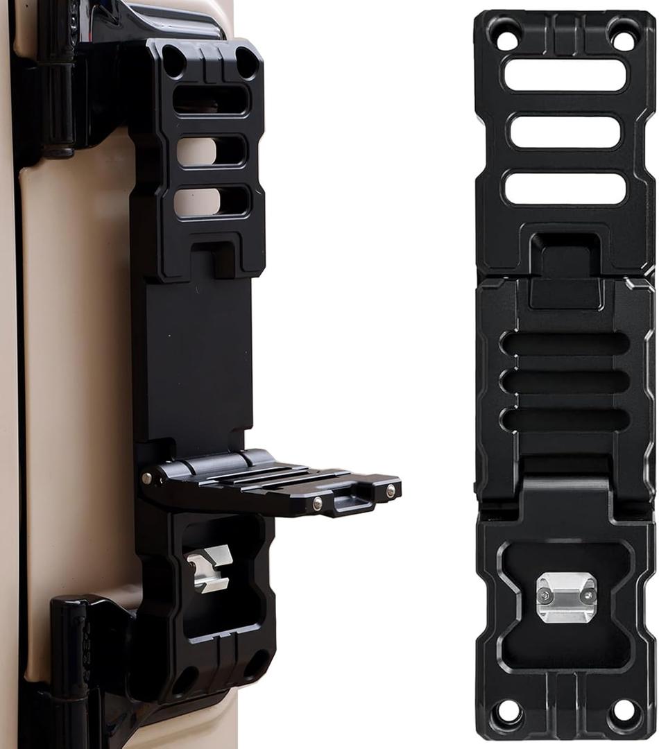 Side Door Hinge Foot Step - Folding Steps Compatible with Jeep Wrangler Accessories 2007-2023 JK JKU JL JLU Gladiator JT, Aluminum Alloy Pedal Rooftop Bottle Opener -Pack 1 (Not fit 2021 Gladiator)