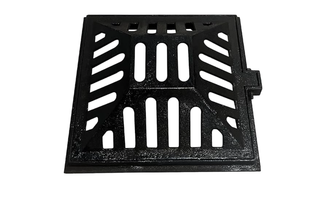 14in Ductile Iron Atrium Drain Grate and Frame, Dome Durable Metal Overflow Relief Gully Dome Grate with Bolted Down Base
