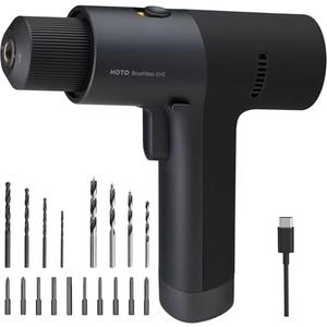 HOTO Cordless Brushless Drill 12V, LED Display Screen, 30 Precision Gears, 2 Working Modes, 2000mAh Battery, 266 In-lbs (30N·m) Torque, 3/8 Inch Keyless Chuck, 1400RPM, 10 x Bits, 8 x Drill Bits