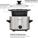 Elite Gourmet MST-250XS Electric Slow Cooker Ceramic Pot, Adjustable Temp, Entrees, Sauces, Stews & Dips, Dishwasher Safe Glass Lid & Crock, 1.5 Quart, Stainless Steel