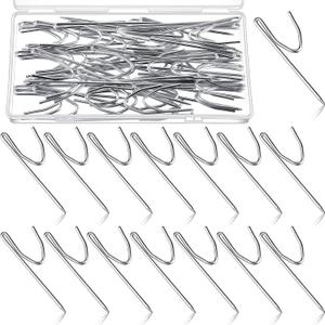 Jetec 50 Pieces Metal Drapery Pins Curtain Hooks Long 7 cm by 1. 8 cm Bulk Silver Stainless Steel Pleated Drapes Pin on Hooks with Clear Box for Heavy Duty Window Door Shower Curtain