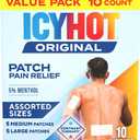 Icy Hot Original Pain Relief Patch Variety Pack with 5% Cooling Menthol for Fast-Acting Muscle and Joint Pain Relief, 5 Medium and 5 Large Comfortable Fabric Patches, 10 Ct.