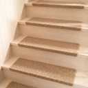 Nuanchu 4 Pcs Bullnose Carpet Stair Treads Non Slip Stairs Treads Washable Bullnose Carpet Pads for Indoor Wooden Steps Pet Safety Rugs (29.5"x9.4",Jute)