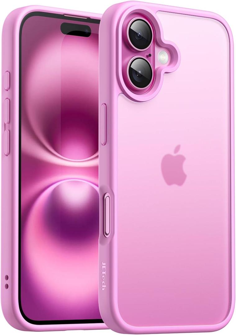 JETech Matte Case for iPhone 16 Plus 6.7-Inch, Shockproof Military Grade Drop Protection, Frosted Translucent Back Phone Cover, Anti-Fingerprint (Pink)