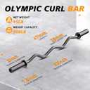 Olympic EZ Curl Barbell Bar 47", 2-Inch Curl Bar for Weight Lifting,Hip Thrusts,Squat,Biceps-Home Gym Weight Bar, Chrome Curling Bar for 2 Inch Weight Plates -2 Spring Collars(500lb Weight Capacity) (Black)