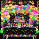 Neon Birthday Party Decoration Glow in The Dark Party Supplies Happy Birthday Backdrop Banner Neon Fluorescent Balloons Garland Arch Star Hanging Swirl Black Light Reactive Glow Tape Neon Streamer