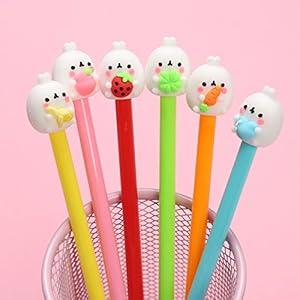 KRIZJUES 12 Pcs Kawaii Cute Gel Ink Pens, Black Refill 0.5mm, Suitable for Writing, Gifts for Children and Teachers