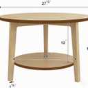 2-Tier Round Coffee Table Wood Nesting Side Table (Oak, 28x28x18)