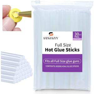 SUNFATT Full Size Hot Glue Sticks,(30 Pcs) 8" x 0.43" Crystal Clear Glue Sticks Perfect for Hot Glue Gun,Easily Create and Bond Crafts on Wood,Plastic,Glass,Flowers,Fabrics,Foam,Jewellery.