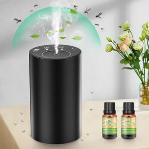 X-PEST Outdoor Mosquito Repellent Diffuser Portable Insect Repellent Effective Mosquito Protection Essential Oil for Patio Rechargeable USB Waterless Diffuser 40ft Protection 2 Refills (Black)