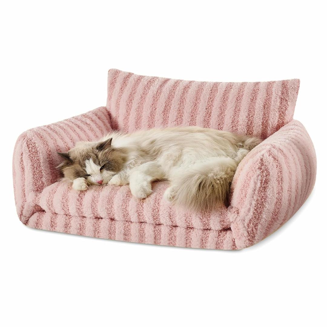 Hollypet Cat Bed Fluffy Plush Mutifuctional DoubleLayer Soft Pet Couch Orthopedic Sofa Nest Beds for Small Cats and Dogs (25x20x13 inch)