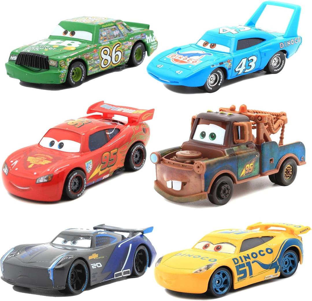 IYZEVK 6 Pcs Car Toys, Car Movie Die-cast Toy Car Set, 1:55 Ratio, Birthday Gifts for The Kids (6 Pieces)