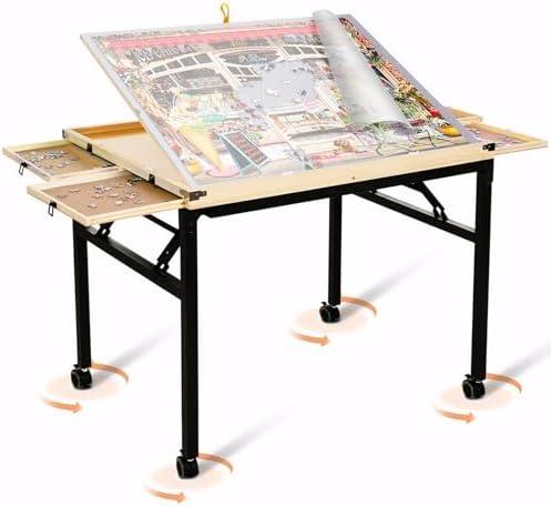 Puzzle Table with Drawers 1500 Piece Rotating Jigsaw Puzzle Board with Cover 35”x27” Portable Puzzle Tables for Adults Birthday Gift for mom Women