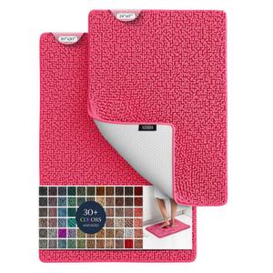 BELADOR Plush Bath Mat Set - Quick-Dry Soft Chenille with Rubber Backing Absorbent Mats, 24x17 & 30x20 Washable for Bathmats