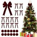 Knitgrip 25 Pcs Burgundy Velvet Tree Topper Christmas Ornaments Include Large Christmas Bows Tree Topper 12 Xmas Velvet Balls 12 Burgundy Bows for Xmas Holiday Door Fireplace Wall Party Decor