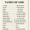 Yxadu Christian Canvas Poster, Names of God Canvas Poster Wood Hanger, Wall Art for Home Church Decor, Religious Door Hanger, Christian Wall Art, Home Church Room Decor, Bible Verse Hanging Banner