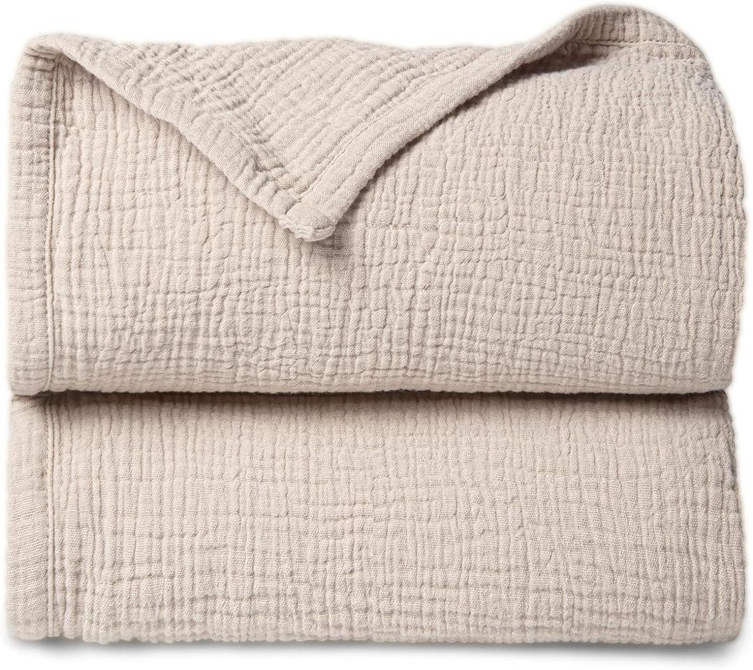 Lulu moon Muslin Quilt Blanket, Crib Blanket for Baby and Toddler,47x47 Inches(Ivory) (47''x47'', M-ivory)