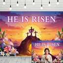 INRUI He is Risen Photography Backdrop Easter Jesus Cross Resurrection Celebration Party Decorations Banner (8x6FT)
