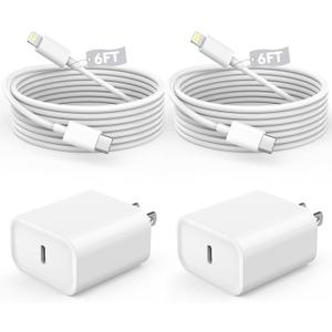 Fast Charger iPhone,iPhone Charger Fast Charging 2Pack USB C Wall Charger Block Fast i Phone Chargers 6FT Type-C USB C to Lightning Cable Cord for iPhone14/14Plus/13/12/11 Pro Max,Mini,8,iPad/AirPods