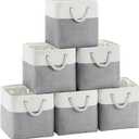 Fabric Cubes Storage Basket, 6 Pack 11x11 in with Handles Foldable Cube Storage Bins, for Shelves, Home, Office, Nursery Organizers