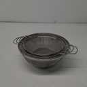 3 Pack 18/8 Stainless Steel Colander Sieves(5-Quart, 4-Quart and 3-Quart), Mesh Strainer Net Baskets with Handles & Resting Base for Strain, Drain, Rinse or Steam