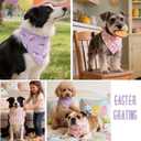 Dimidium 2-Pack Easter Dog Bandanas-Cute Purple Bunny & Pink Lamb Floral Print, Snap Button Adjustable Pet Scarf,for Easter Photos&Spring Outings for Small-Medium Breeds(5-30lbs)