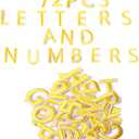 72 PCS Iron on Letters Numbers Patches, Embroidered Patches Letters A-Z Numbers 0-9 Applique for Clothes, Dress, Hat, Jeans, DIY Accessories, Yellow