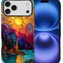 DAIZAG Case for iPhone 17 Pro Max, Mountain Range Sunrise Stained Glass Full-Body Design Hybrid Dual Protection Soft TPU Hard PC Shockproof Scratch-Resistant Protective Cover Phone Case for Men Women