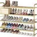 LINZINAR Shoe Rack 4 Tier Storage Organizer for Closet Entryway Metal Gold