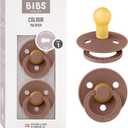Bibs Colour Pacifier 2-Pack | BPA Free Soother, Round Nipple. Natural Rubber Latex, (Woodchuck)