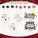 Beeveer 42 Pcs Casino Cake Topper Decorations with Candles Poker Game Chips Player Happy Birthday Cake Pick Set for Las Vegas Scene Birthday Party Decoration
