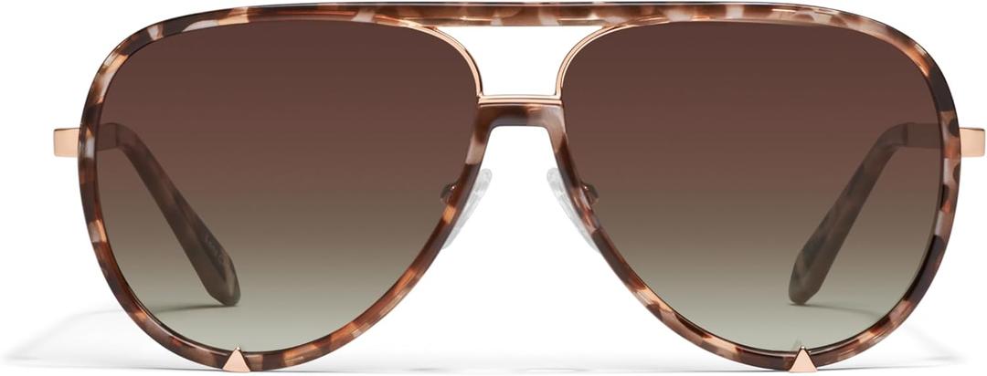 Quay - Womens Sunglasses, Polarized Aviator Lenses with UV Protection, Oversized Sunglasses (High Profile, Brown Tortoise)