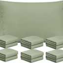 FreshCulture Spa Blue Pillowcases Queen Size 12 Pack - Bulk Pillowcase Set - Envelope Closure - Soft Brushed Microfiber Fabric - 20x30 Inches Pillow Case Set of 12 for Home, Hotels, Schools, Color: Sage Green
