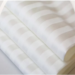 Thread Count Long Staple Premium Solid Color Cotton Sateen Weave 3cm Satin Stripe Fabric for Hotel Bedding. California King Size