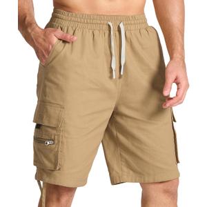 Mens Cotton Cargo Hiking Shorts with Multi Pockets Summer Outdoor Work Casual Shorts (S)