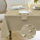 Softalker Tablecloths Rectangular 84x60 inch Linen Textured Table Cloth Waterproof, Stain and Wrinkle Resistant, Outdoor Table Cloth for 6 foot Rectangle Tables Decor for Party Holiday Birthday, Khaki