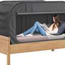 Skywin Twin Bed Tent, Pop-Up Privacy Canopy & Tent Beds for Kids and Adults Cozy, Light Blocking, Breathable Pongee Fabric for Sleep, Play, or Study, Collapsible Design (Black)
