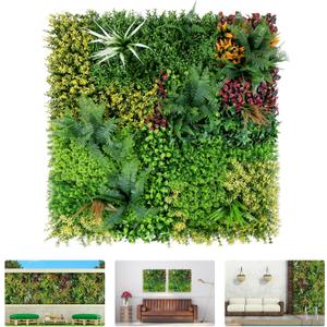 Artificial Grass Wall Backdrop Panels, 40"x40" UV-Anti Greenery Backdrop Wall, Faux Boxwood Panels for Patio, Garden, Backyard Indoor Outdoor Green Wall Decor & Privacy Fence Covering (C001)