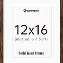  12x16 Frame, Natural Solid Wood Picture Frames, Display 8.5x11 with Mat or 12 x 16 Without, Vertical & Horizontal Wall Hanging, 1 Pack, Walnut