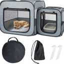 Portable Cat Playpen with Separate Areas, Foldable Cat Tent for Indoor and Outdoor, Pet Playpen for Kittens and Small Dogs