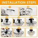 Close to Ceiling Light Fixtures Mini Crystal Flush Mount Ceiling Light Chandelier Modern Indoor with E26 Base Hallway Bedroom Bathroom Entryway Kitchen (Black) (3-layer)