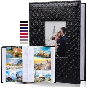 RECUTMS Photo Picture Album 4x6 300 Photos,Small Capacity PU Leather Album 4x6 Book Cover Wedding Family Photo Albums Holds 300 Horizontal Photos (Black)