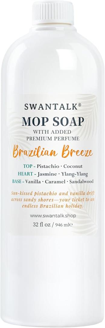 Mop Soap with Long Lasting Premium Perfume, 4X Concentrated Floor Cleaner, Multi Surface Solution for Hardwood, Tile, LVP, Laminate, Pet Friendly, 32 fl oz (Brazilian Breeze)