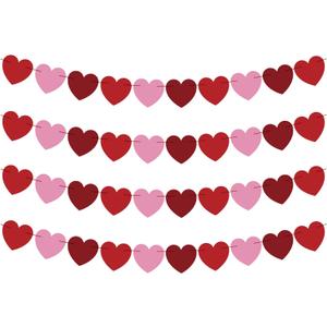 OHOME Valentines Day Decorations - Heart Valentines Garland - 40 Pack Valentine's Day Backdrop Banner Valentine's Day Accessories Party Favors for Door Wall Classroom School Home-Valentines Day Decor (Red, Rose, Light Pink)