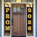 3 Pcs Prom Night Decorations 2026 Graduation Party Supplies Glitter Prom Send off Banner Porch Sign Backdrop for Photoshoot 2026 High School College Graduation Celebrations